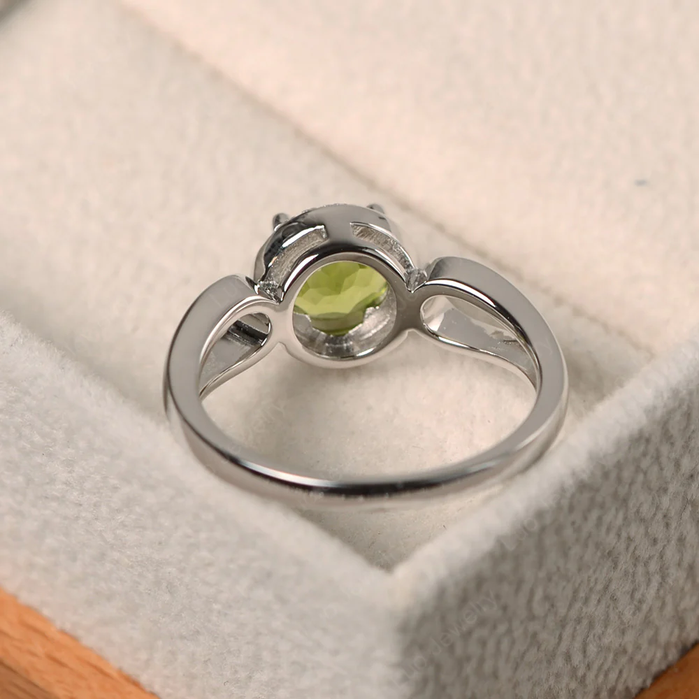Peridot Halo Engagement Ring Split Shank - Image 3