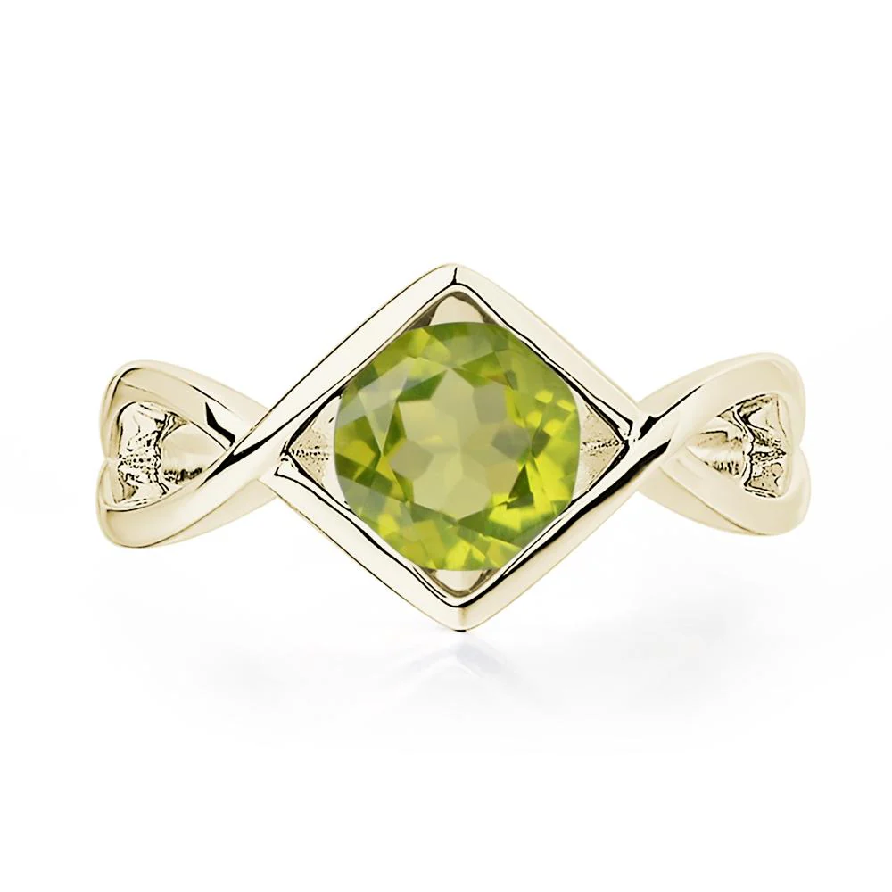 Peridot Bezel Set Infinity Solitaire Ring