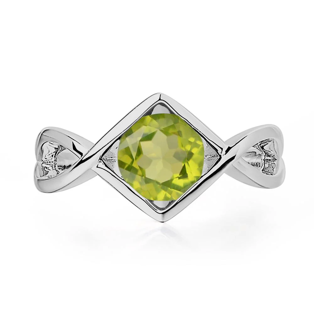 Peridot Bezel Set Infinity Solitaire Ring - Image 6
