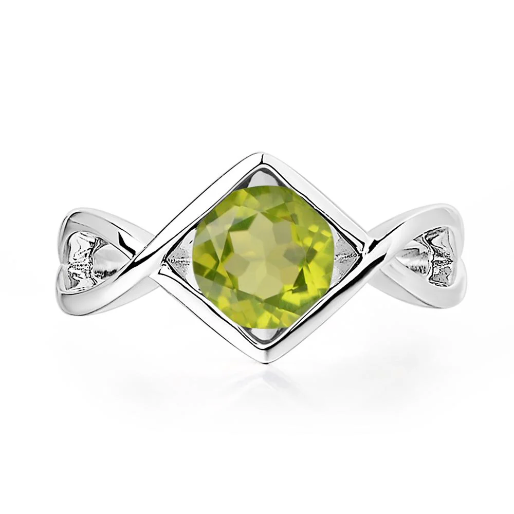 Peridot Bezel Set Infinity Solitaire Ring - Image 7