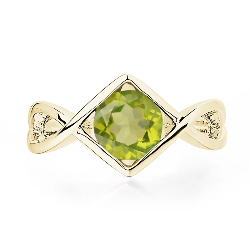 Peridot Bezel Set Infinity Solitaire Ring - Image 8