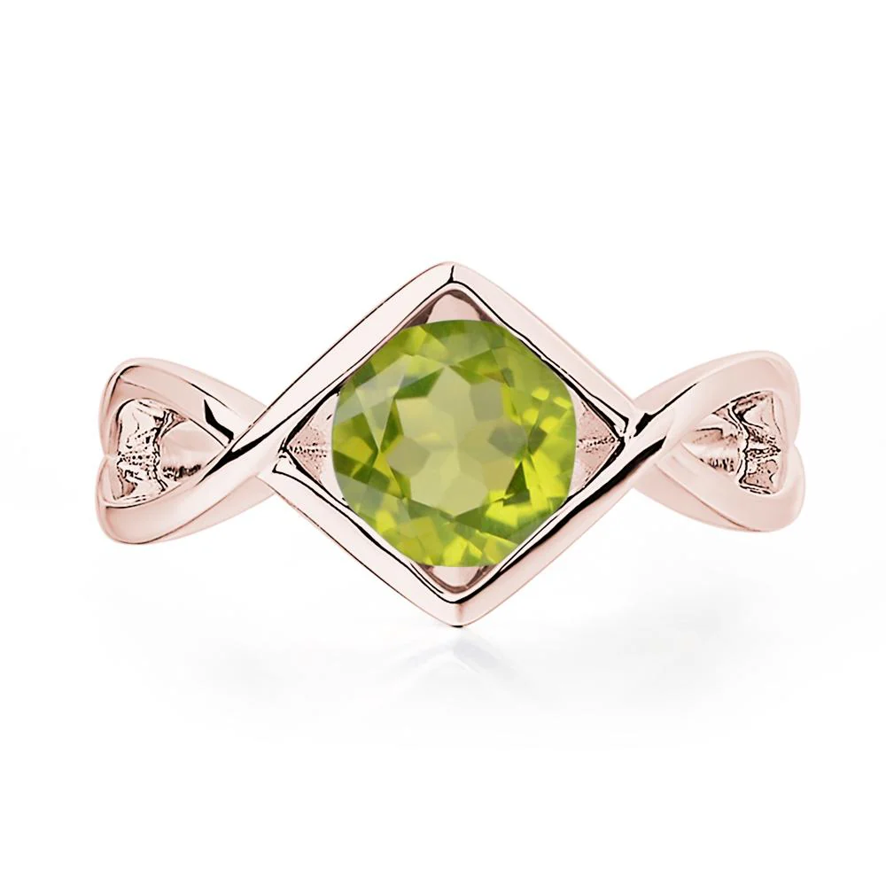 Peridot Bezel Set Infinity Solitaire Ring - Image 9