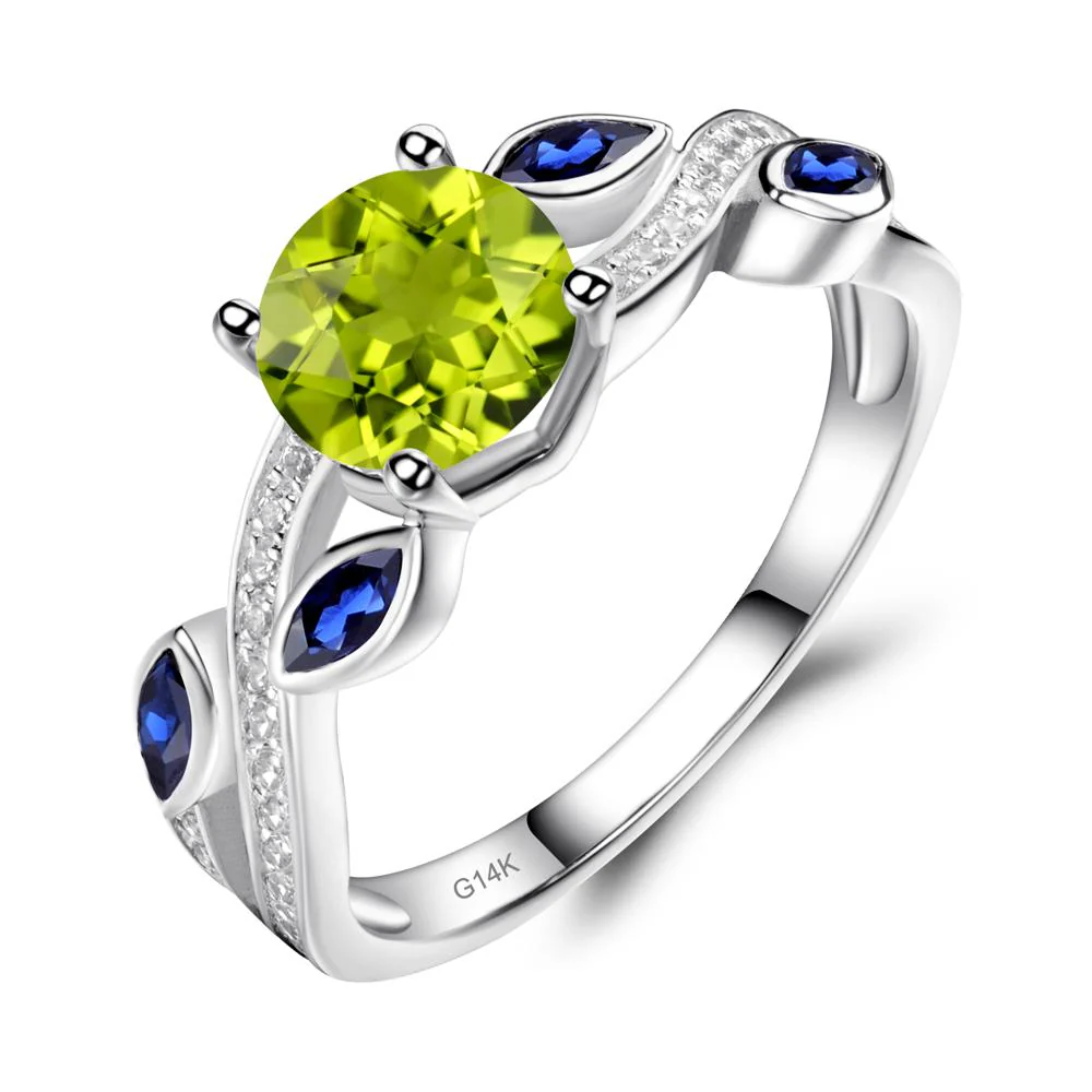 Peridot Twisted Leaf Engagement Ring - Image 4