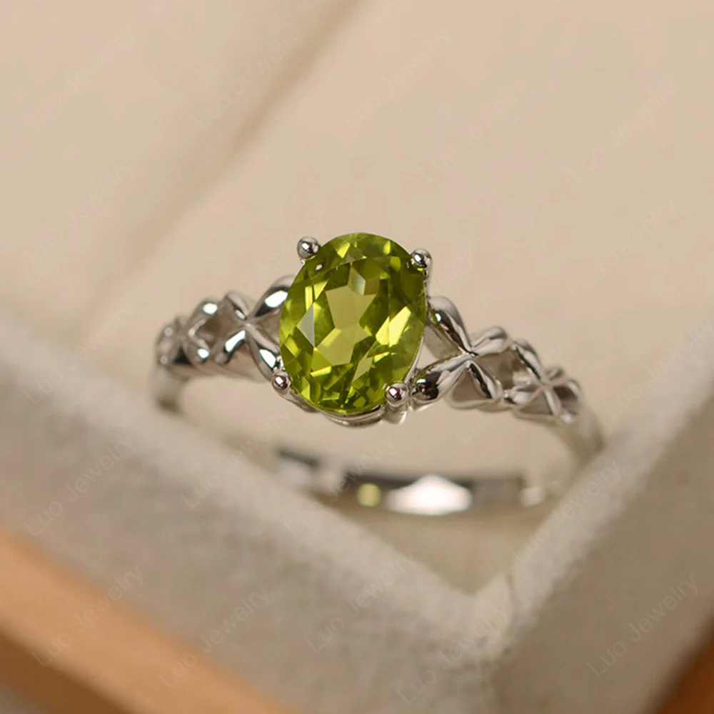 Peridot Butterfly Engagement Ring