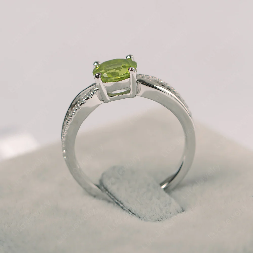 Peridot Ring Split Shank Engagement Ring - Image 2