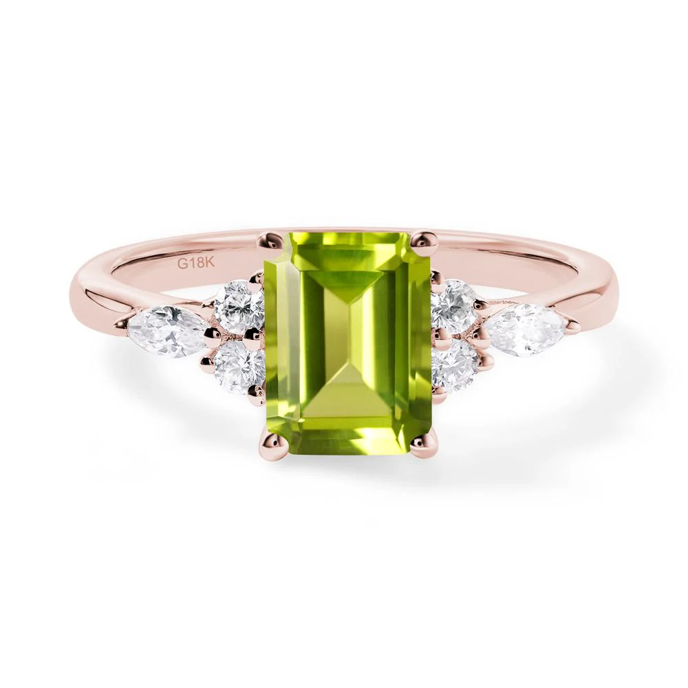 Simple Emerald Cut Peridot Ring - Image 6