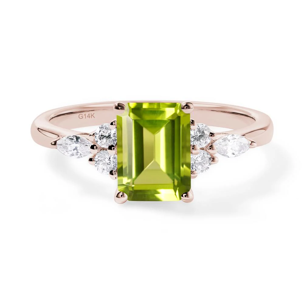 Simple Emerald Cut Peridot Ring - Image 9
