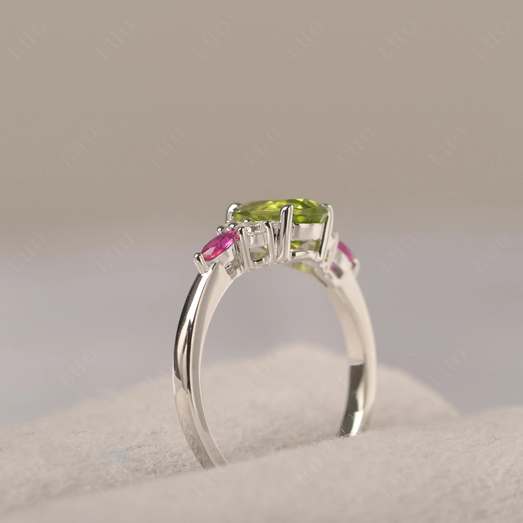 Simple Oval Peridot Engagement Ring - Image 32