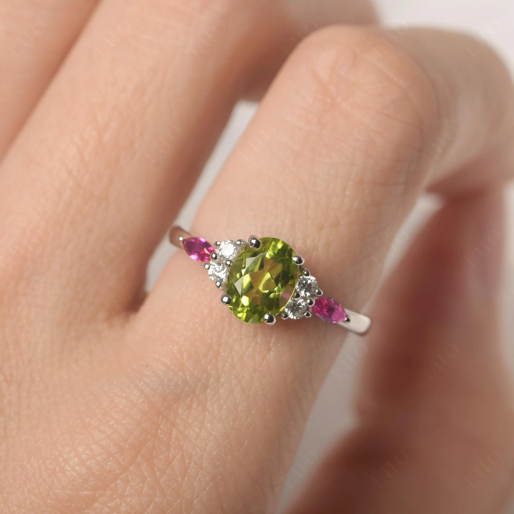 Simple Oval Peridot Engagement Ring - Image 33