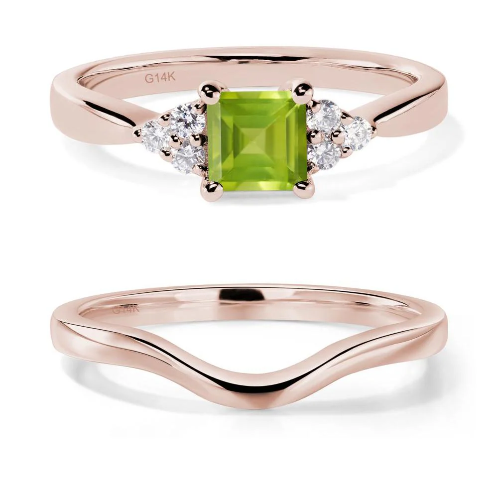 Square Cut Peridot Petite Ring - Image 11