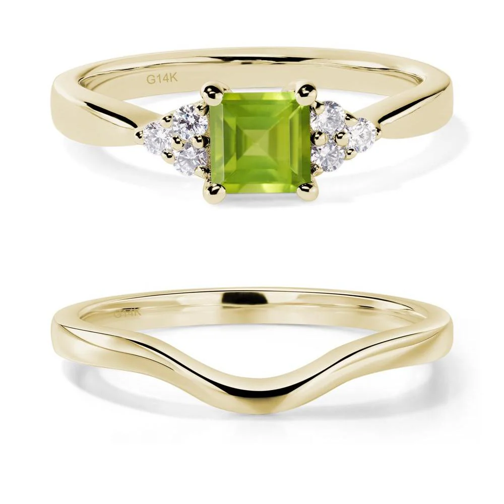 Square Cut Peridot Petite Ring - Image 15