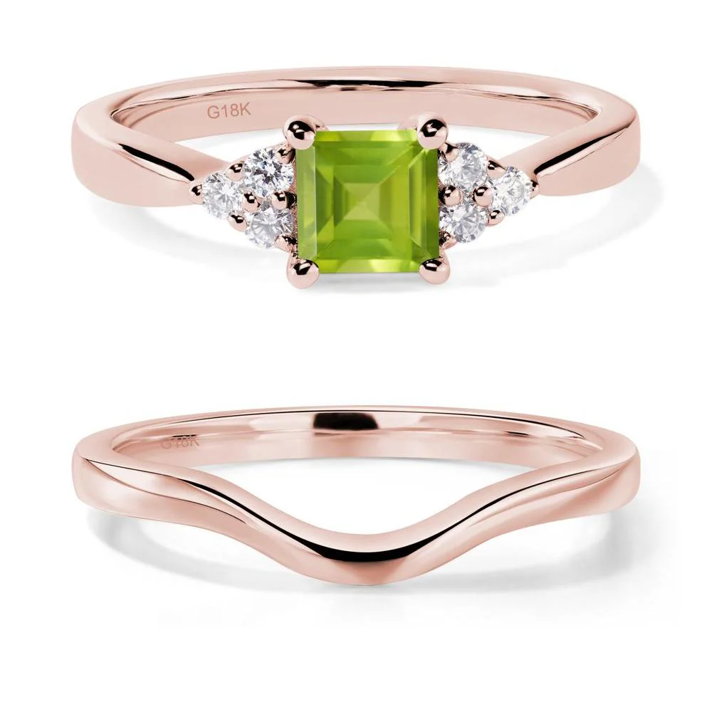 Square Cut Peridot Petite Ring - Image 17