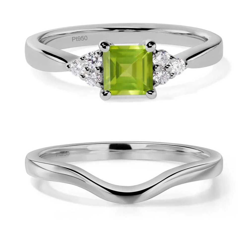 Square Cut Peridot Petite Ring - Image 25