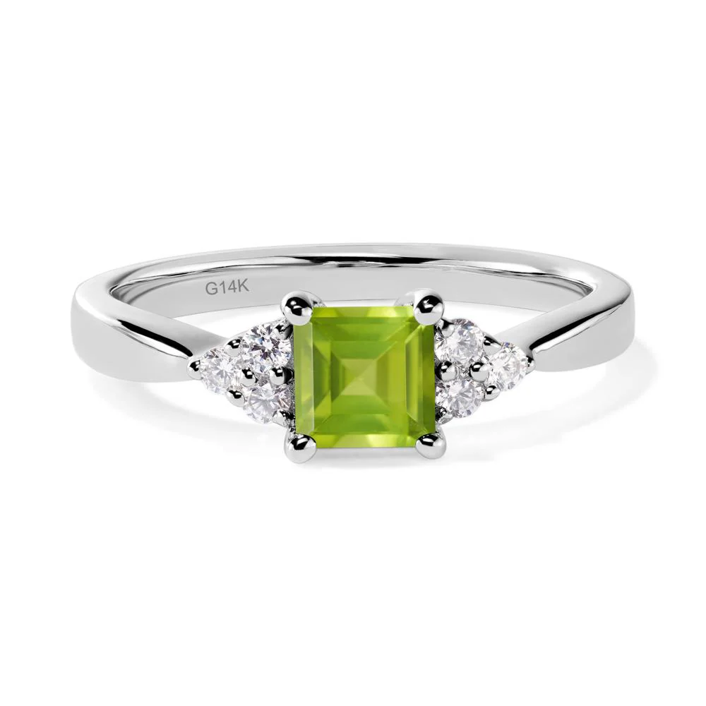 Square Cut Peridot Petite Ring - Image 3