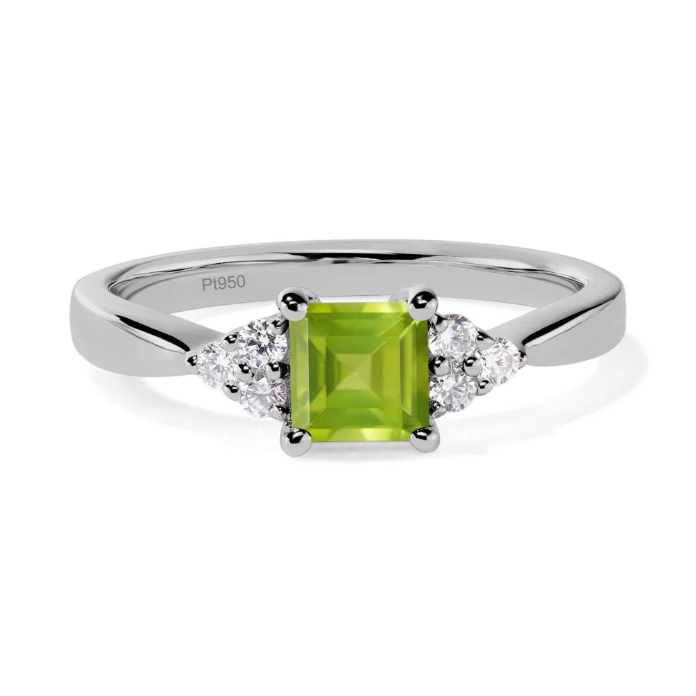 Square Cut Peridot Petite Ring - Image 9
