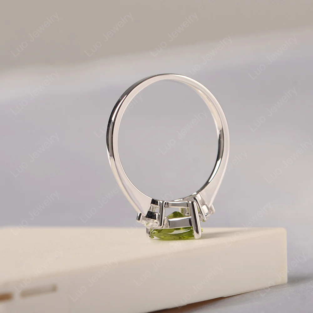 Teardrop Peridot Trilogy Ring - Image 4