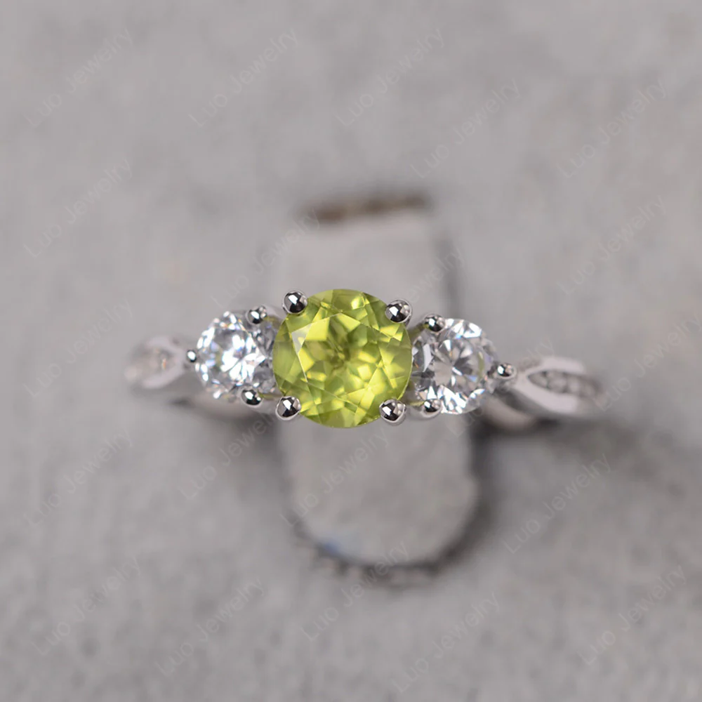 Peridot Three Stone Engagement Ring