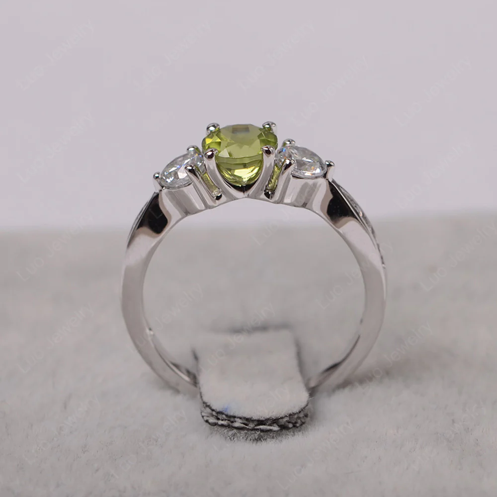 Peridot Three Stone Engagement Ring - Image 3