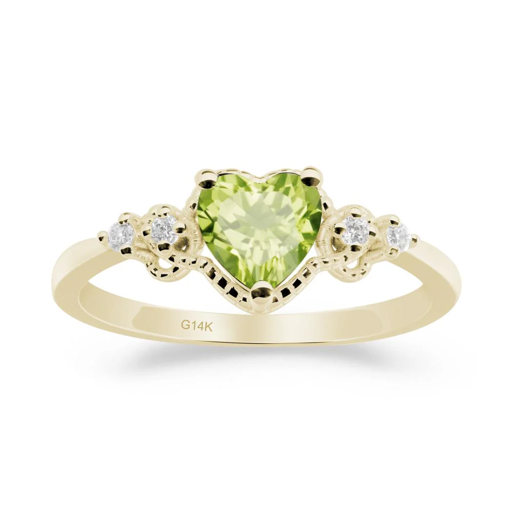Peridot Ring with Milgrain Halo