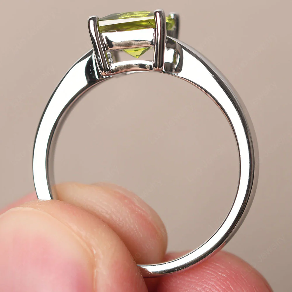 Princess Cut Peridot Tapered Band Ring - Image 3