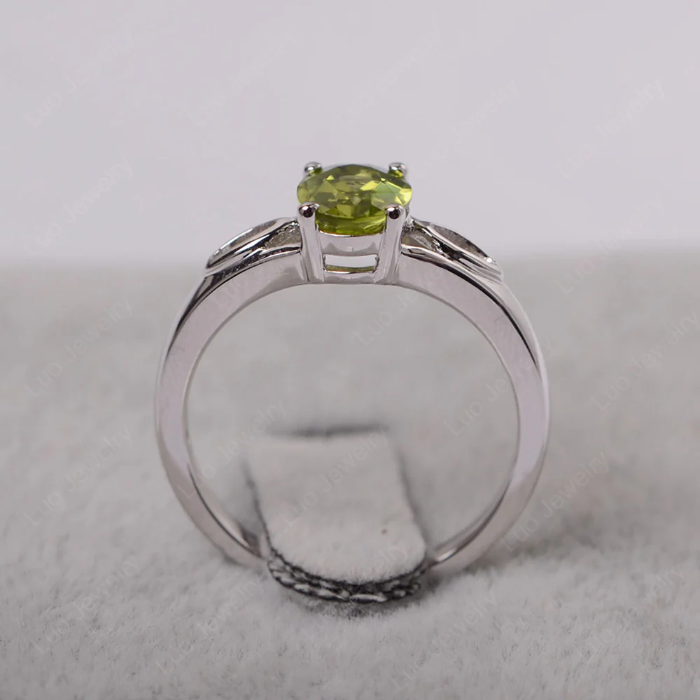 Oval Peridot Solitaire Split Shank Ring - Image 3