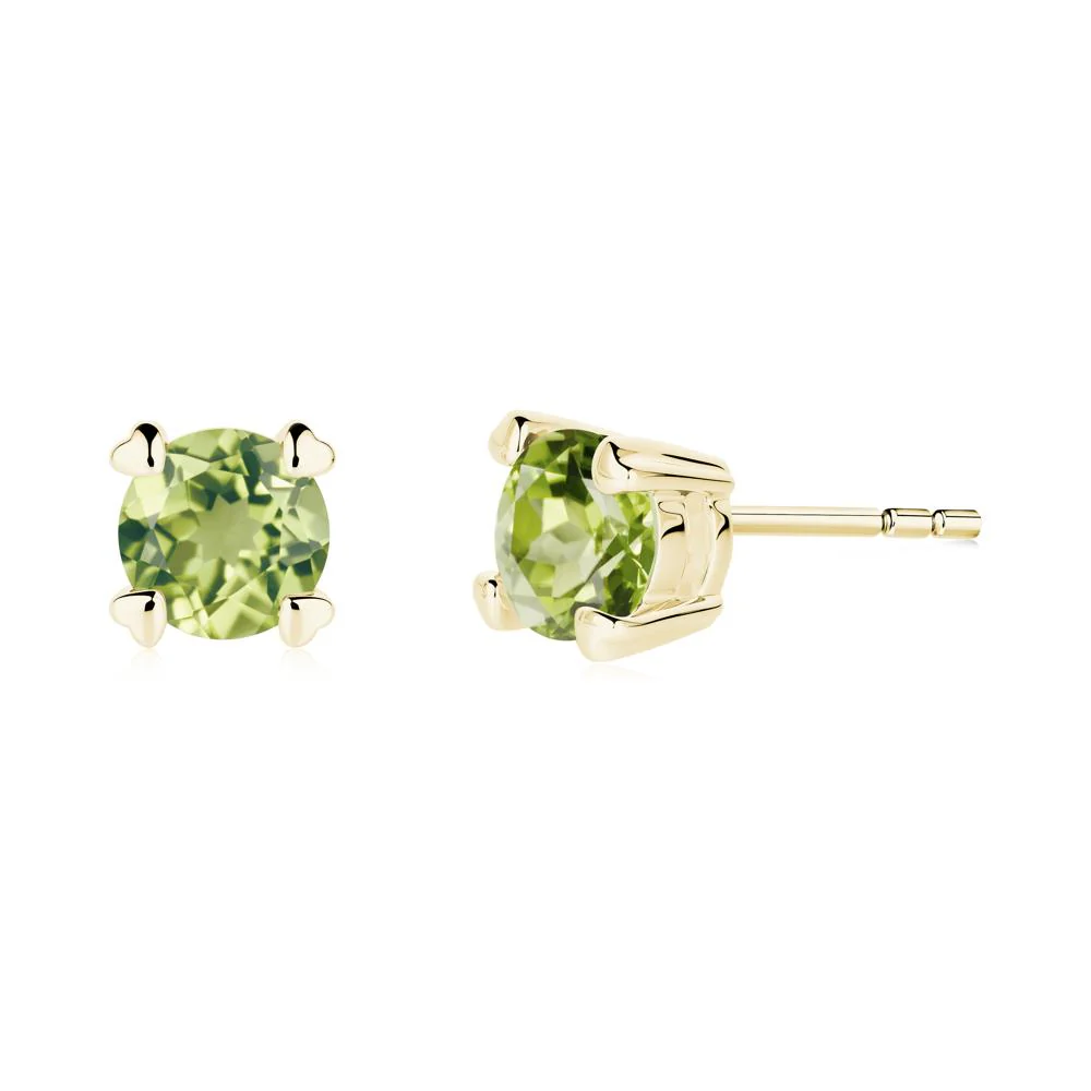 Peridot Stud Earrings with Heart Prongs - Image 6