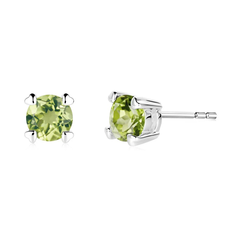Peridot Stud Earrings with Heart Prongs - Image 7