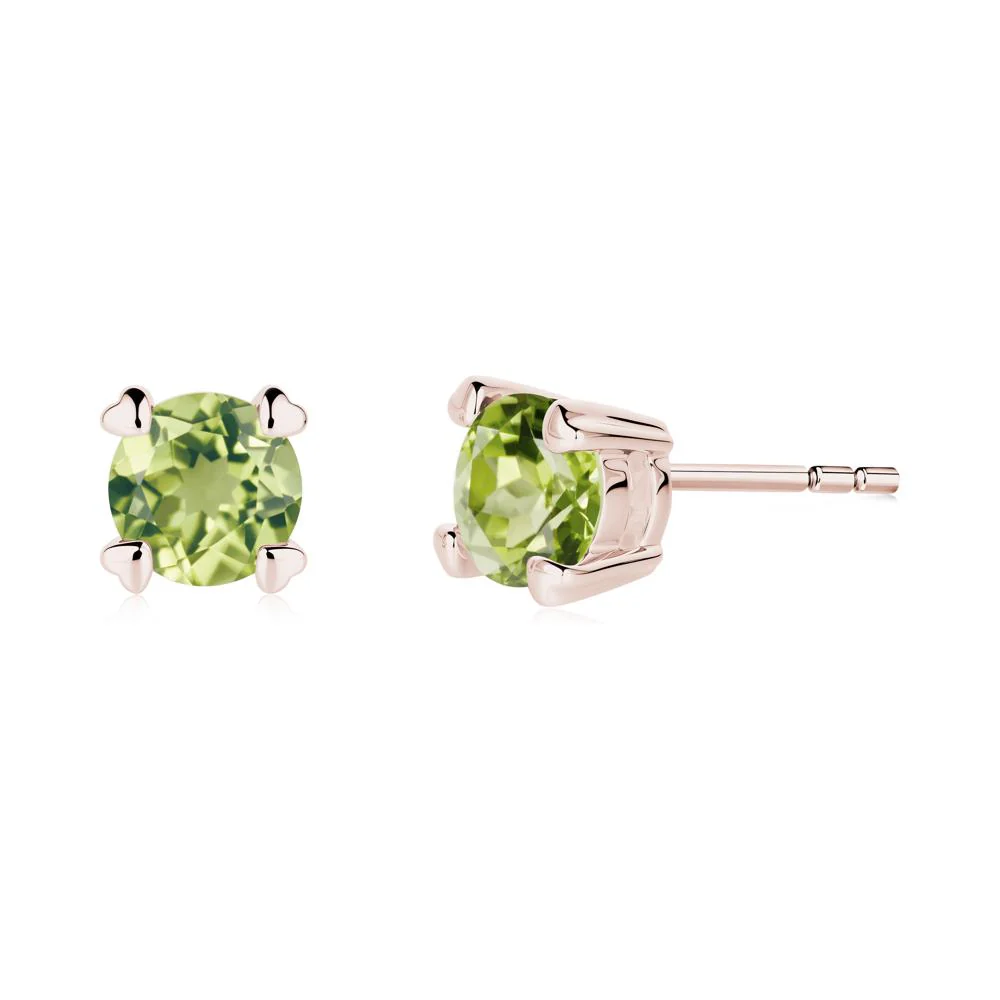 Peridot Stud Earrings with Heart Prongs - Image 9