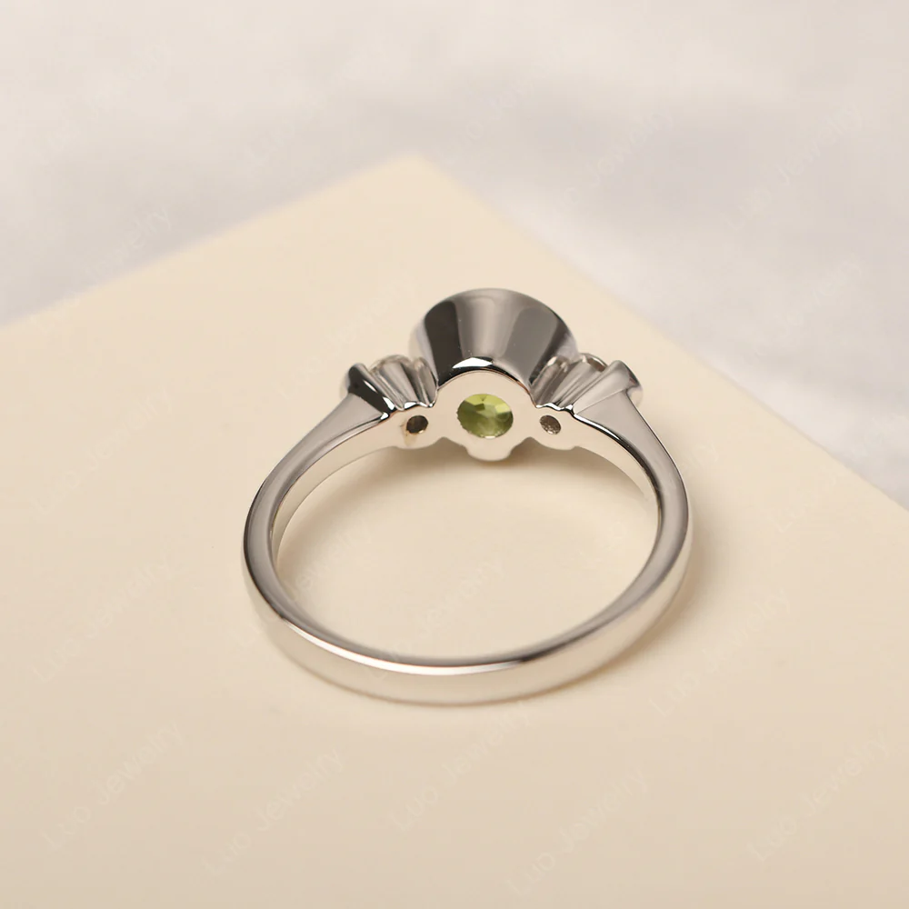 Peridot Vintage Bezel Set Engagement Ring - Image 3