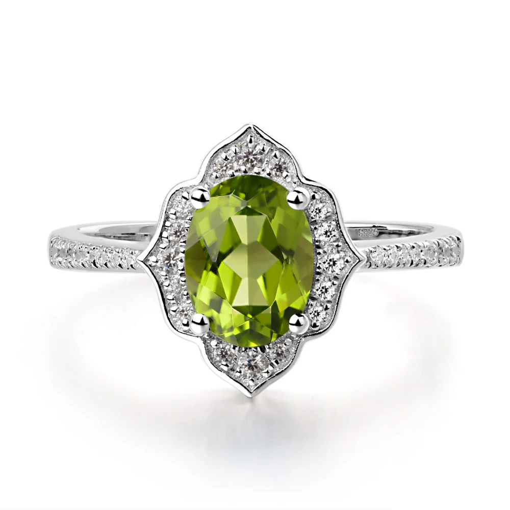 Peridot Floral Engagement Ring