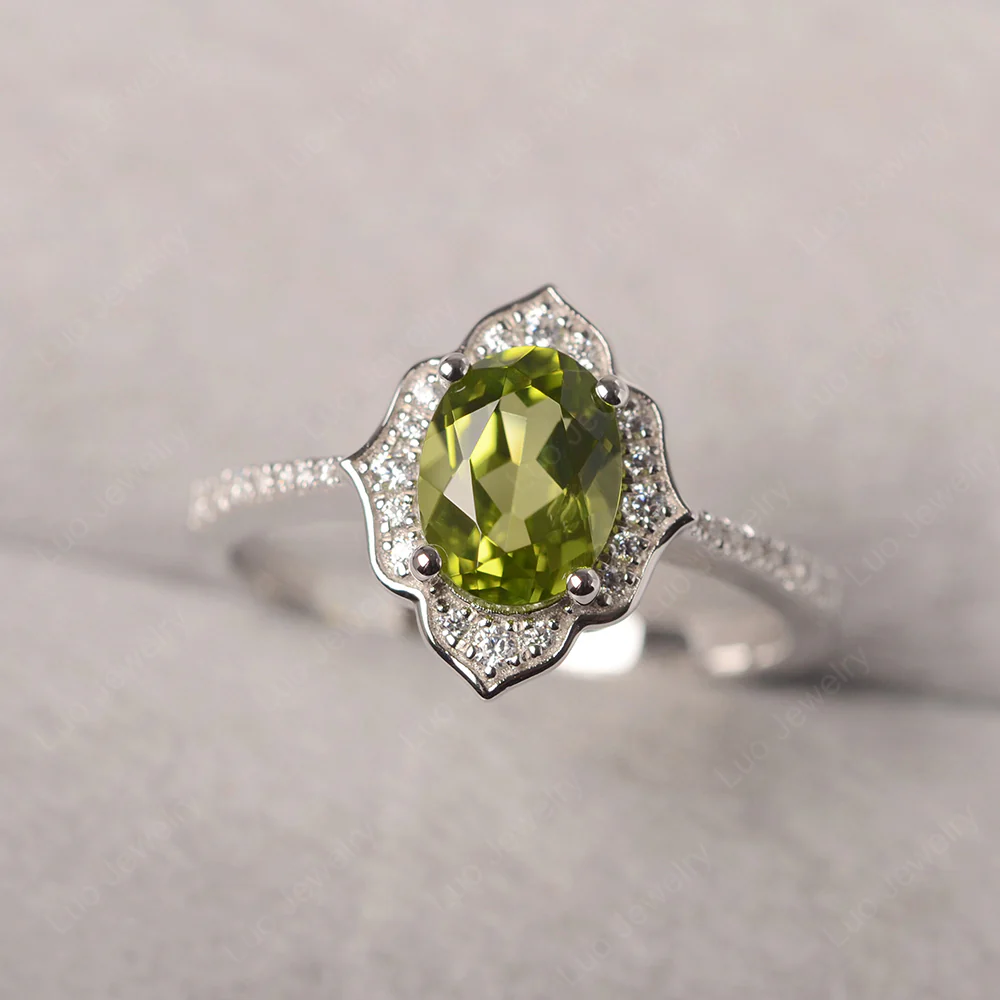 Peridot Floral Engagement Ring - Image 2