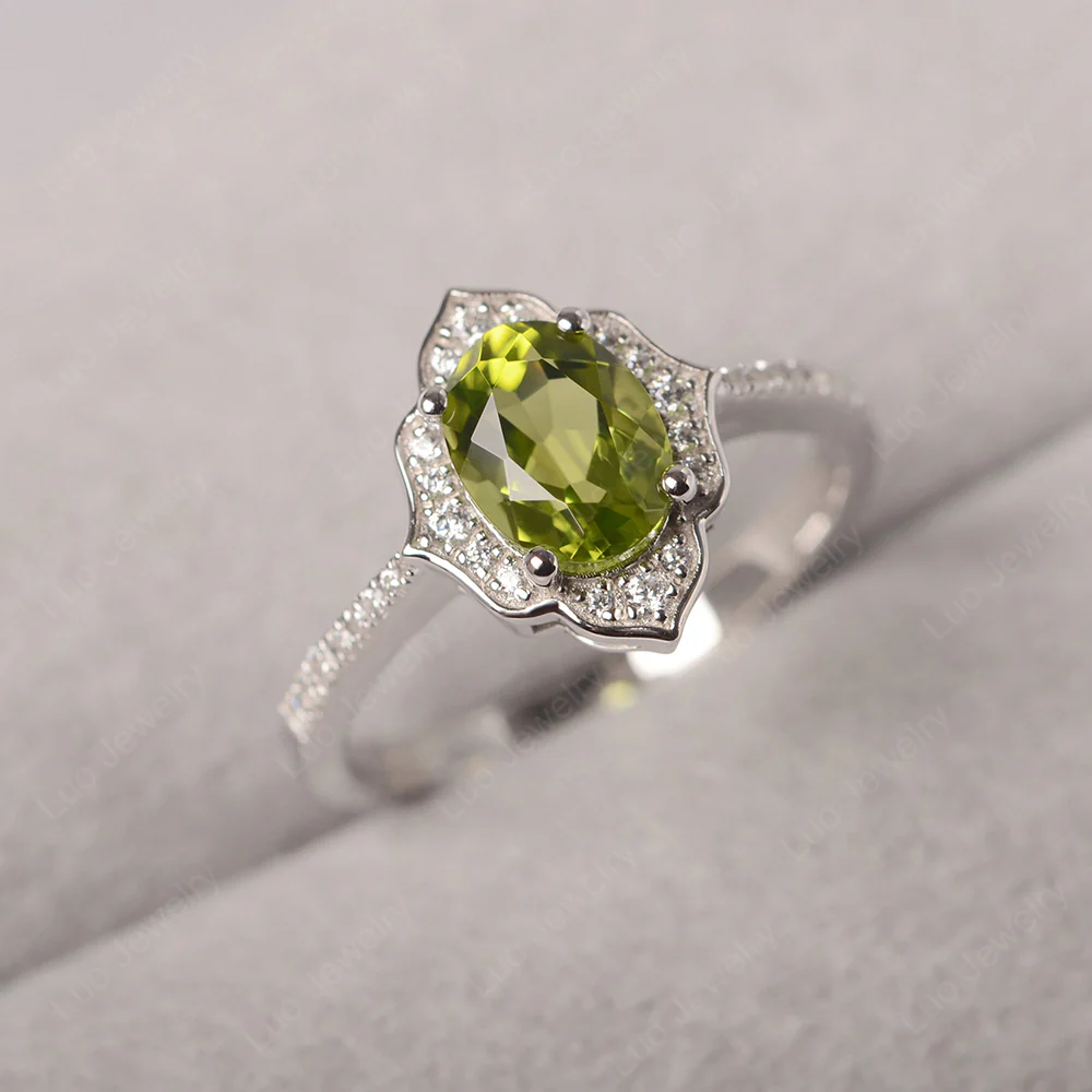 Peridot Floral Engagement Ring - Image 3