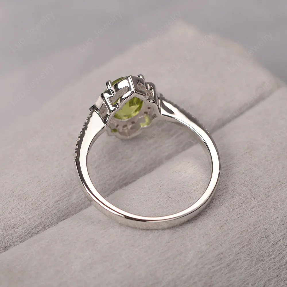 Peridot Floral Engagement Ring - Image 5