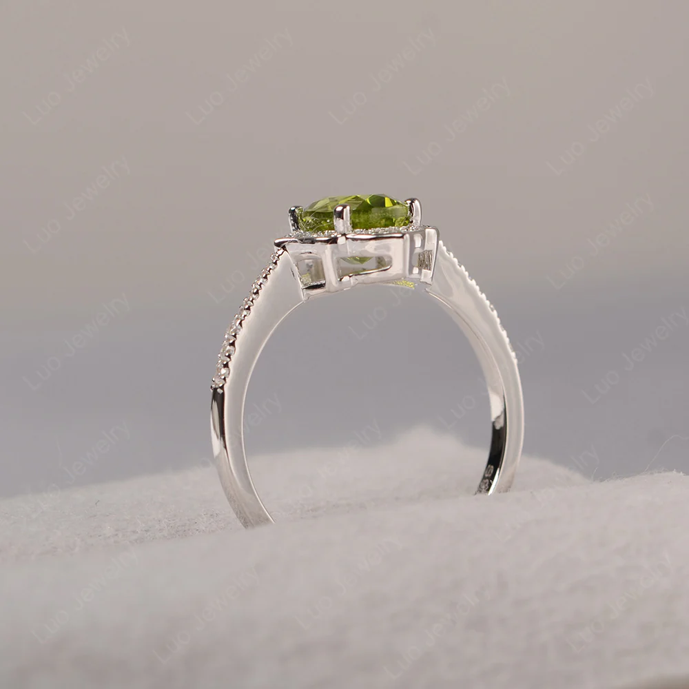 Peridot Floral Engagement Ring - Image 6