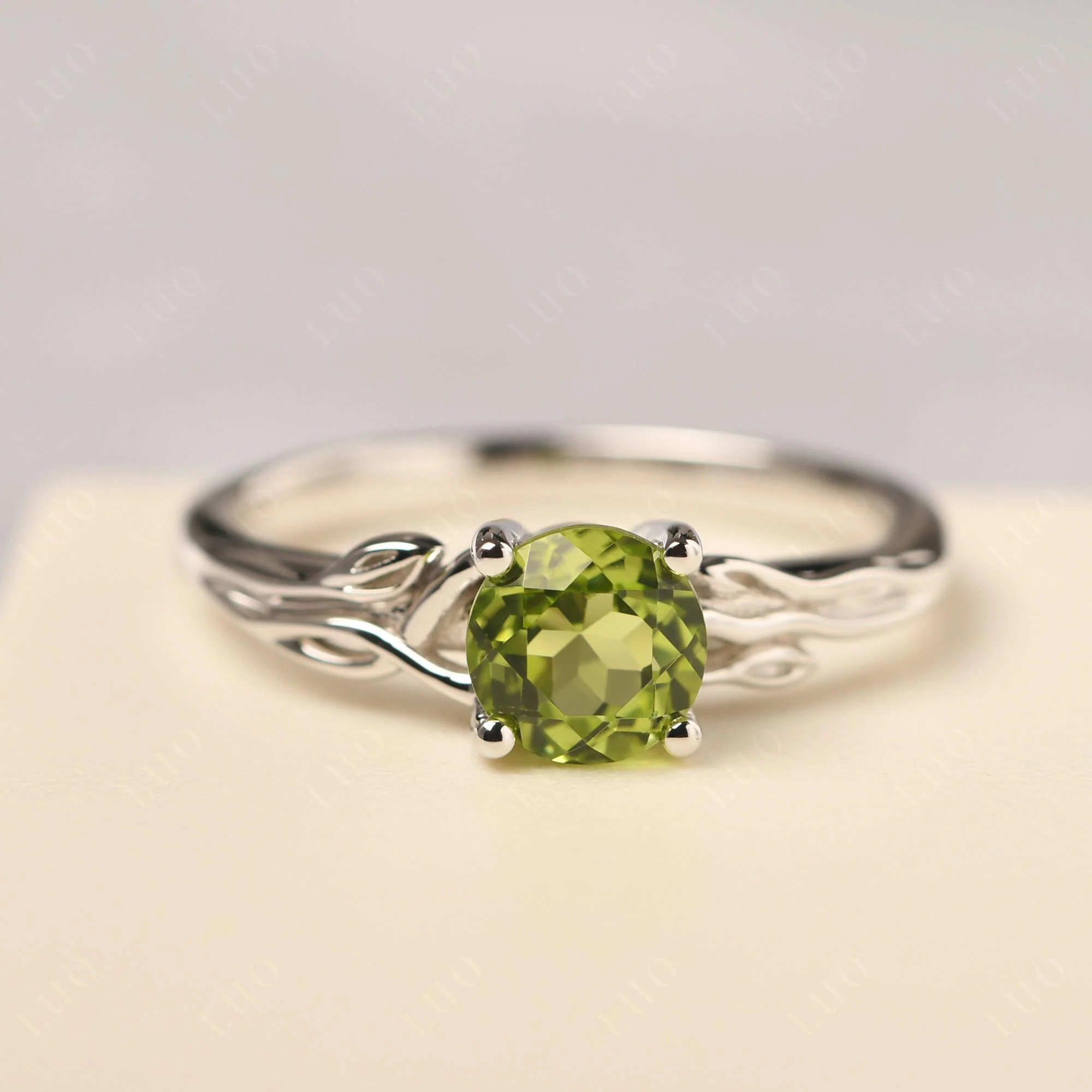 Petite Peridot Tender Leaf Ring - Image 10