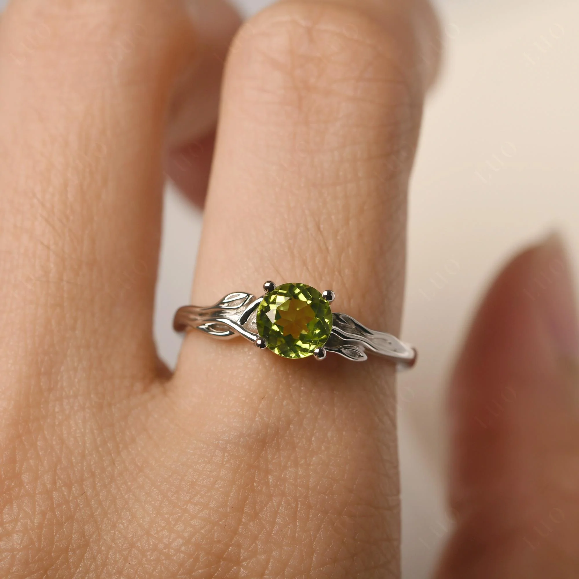 Petite Peridot Tender Leaf Ring - Image 14