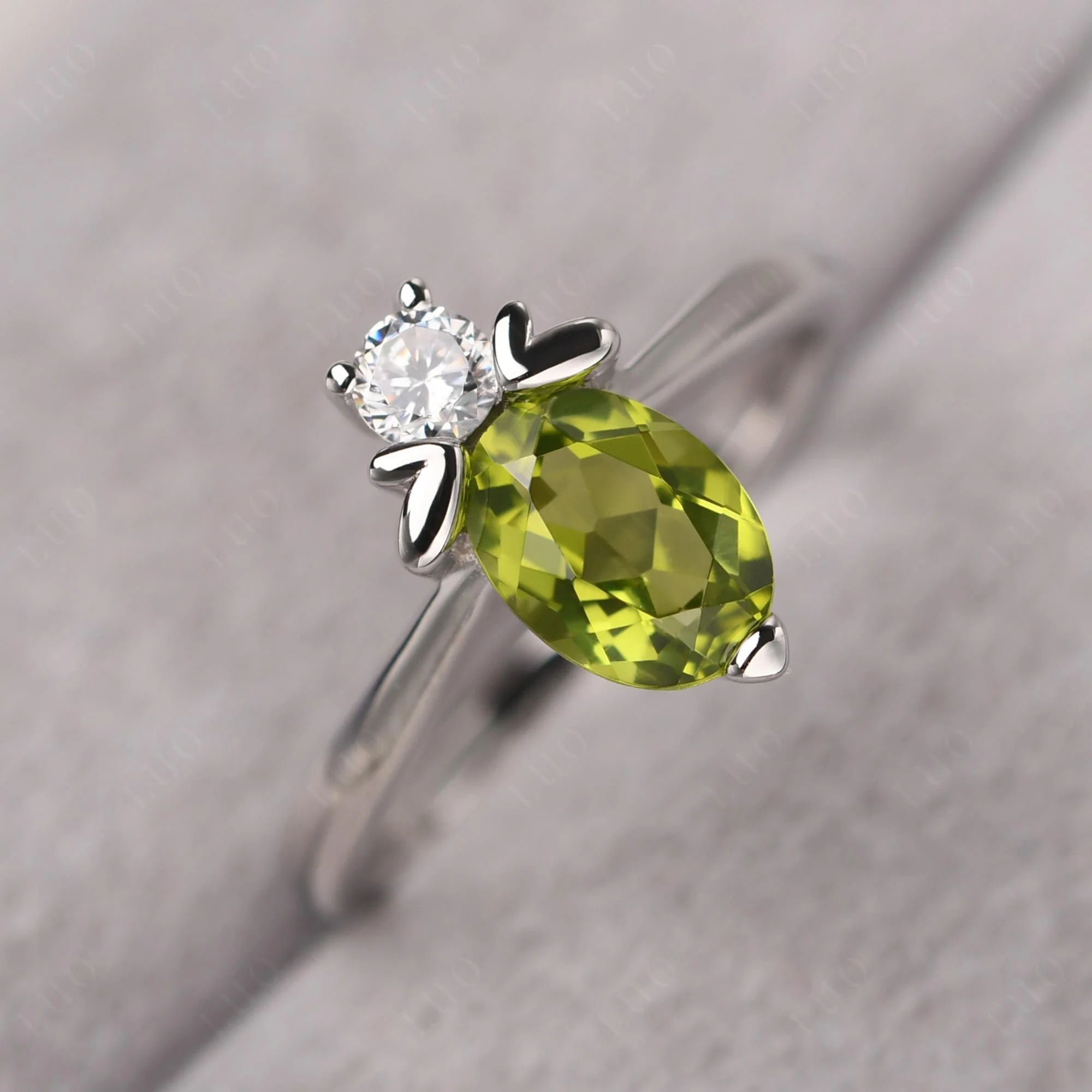 Peridot Nature Inspired Bee Ring - Image 10