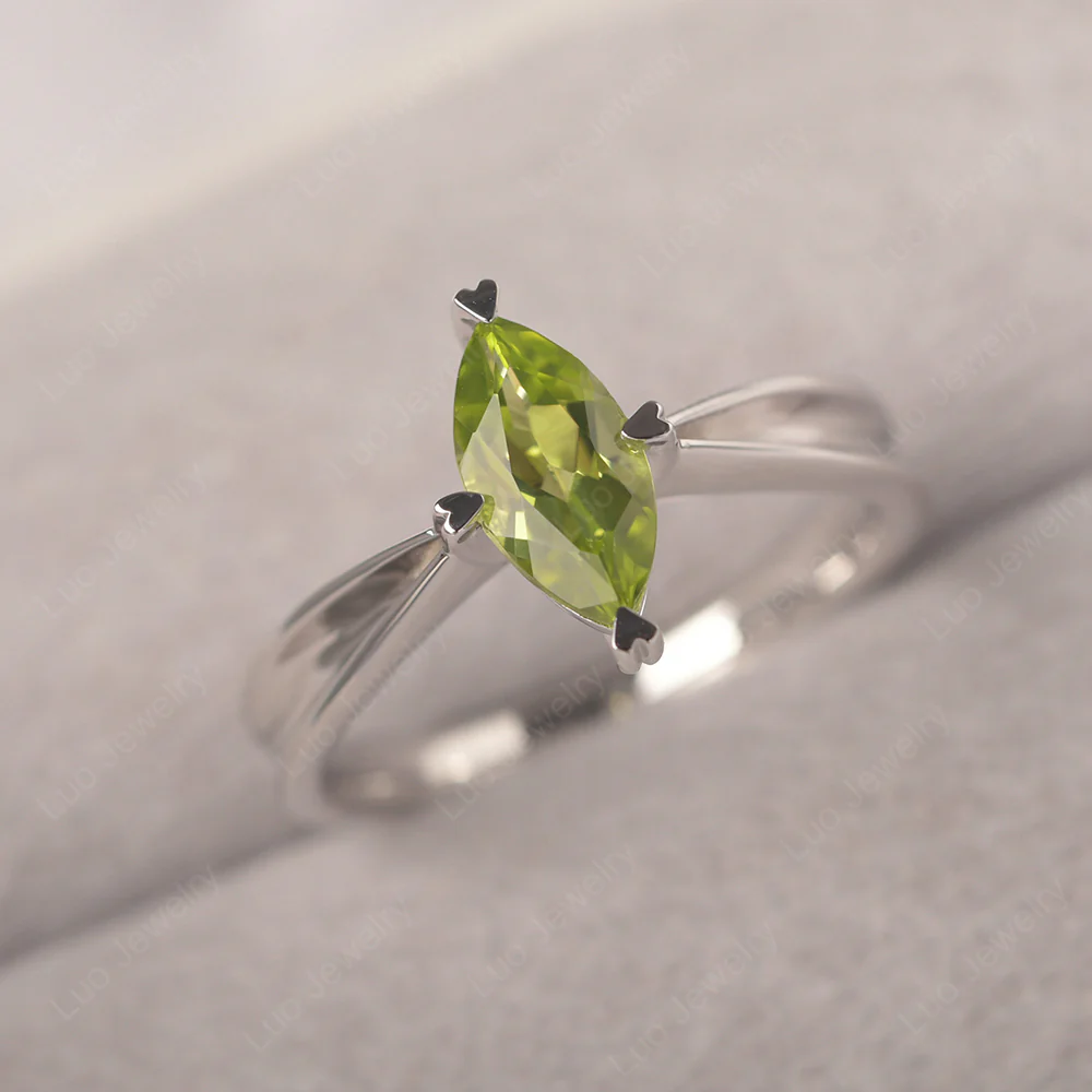 Marquise Peridot Concave Ring