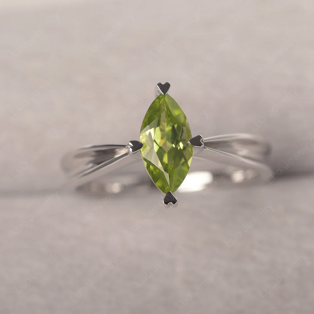 Marquise Peridot Concave Ring - Image 2