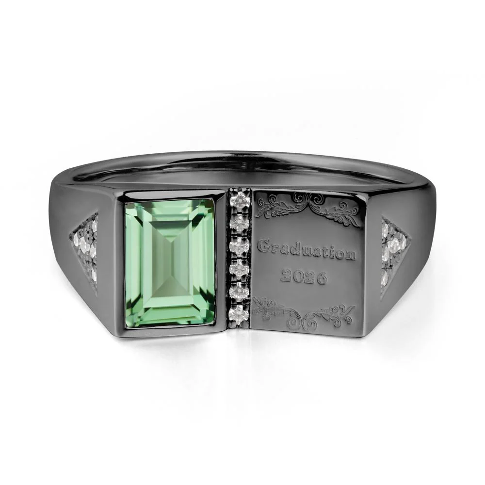 Personalized Graduation Green Sapphire Ring - Image 2