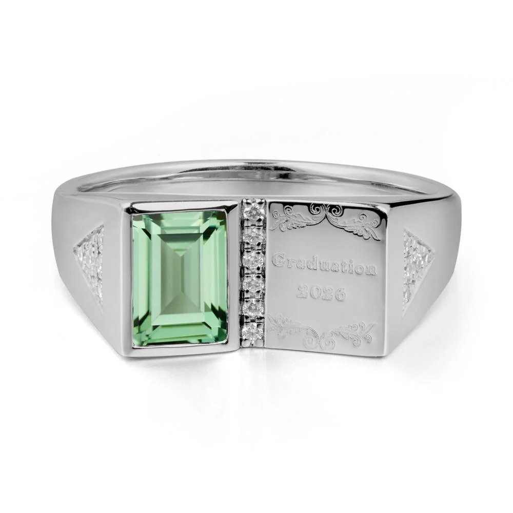 Personalized Graduation Green Sapphire Ring - Image 3