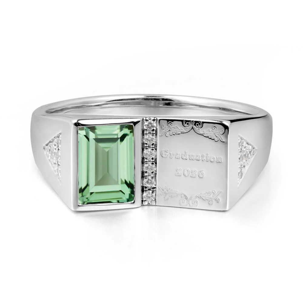 Personalized Graduation Green Sapphire Ring - Image 4