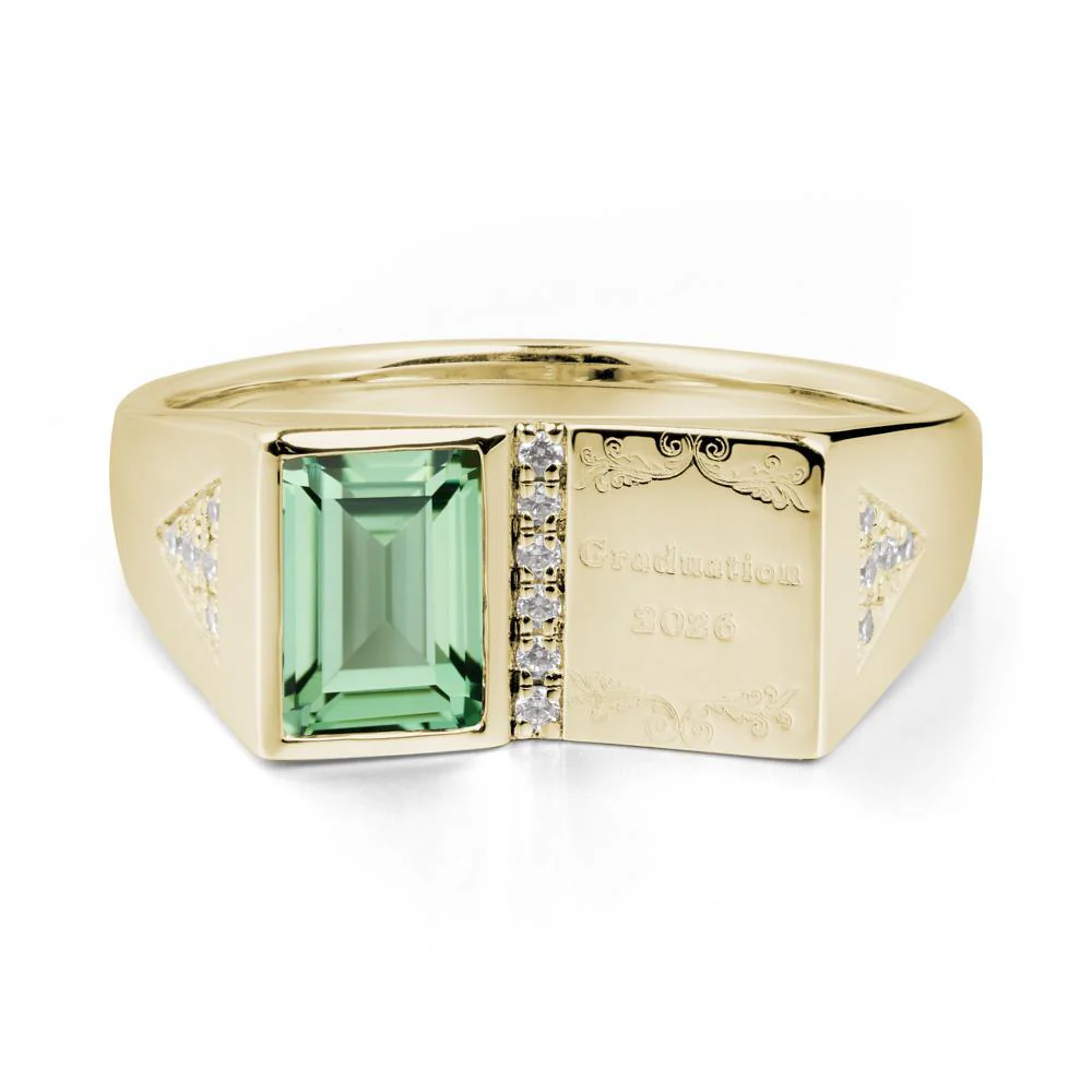 Personalized Graduation Green Sapphire Ring - Image 5