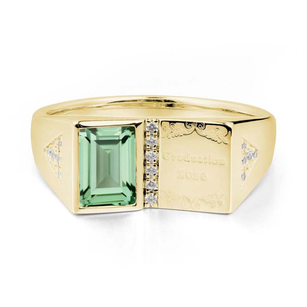 Personalized Graduation Green Sapphire Ring - Image 6