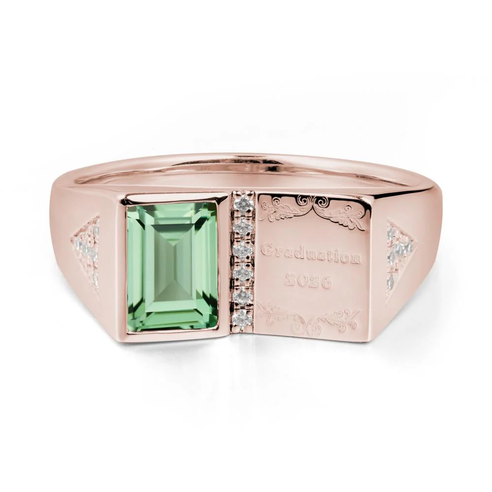 Personalized Graduation Green Sapphire Ring - Image 8