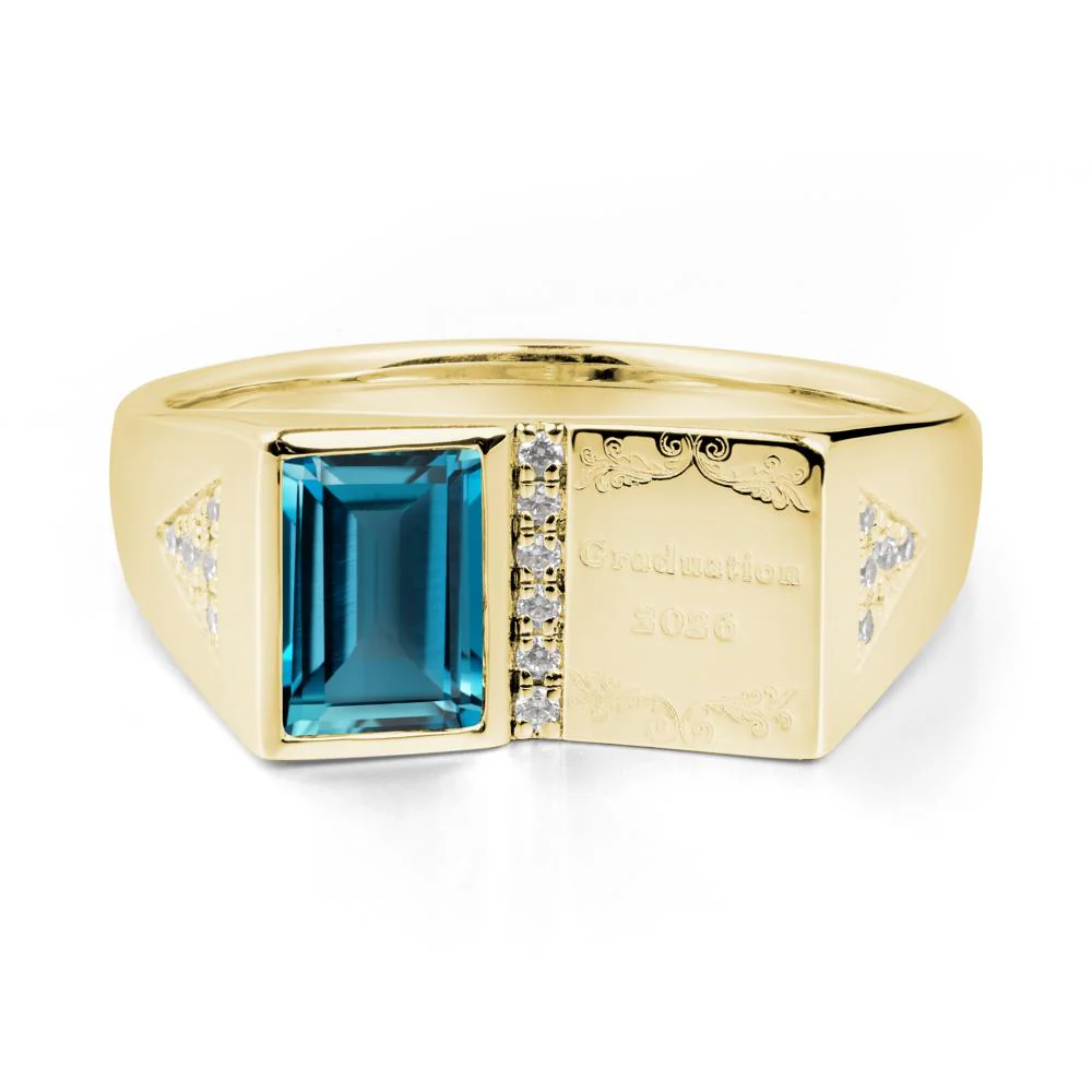 Personalized Graduation London Blue Topaz Ring - Image 3