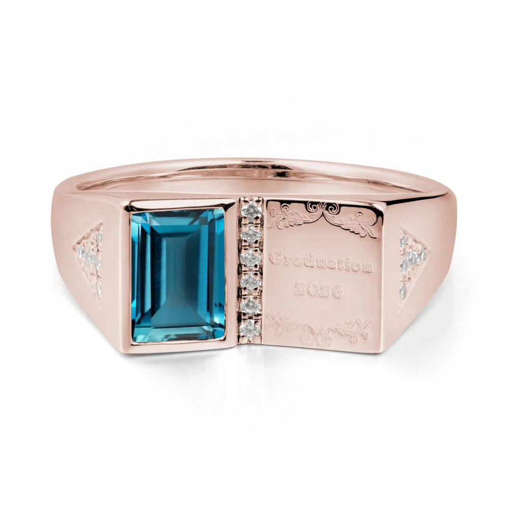 Personalized Graduation London Blue Topaz Ring - Image 4