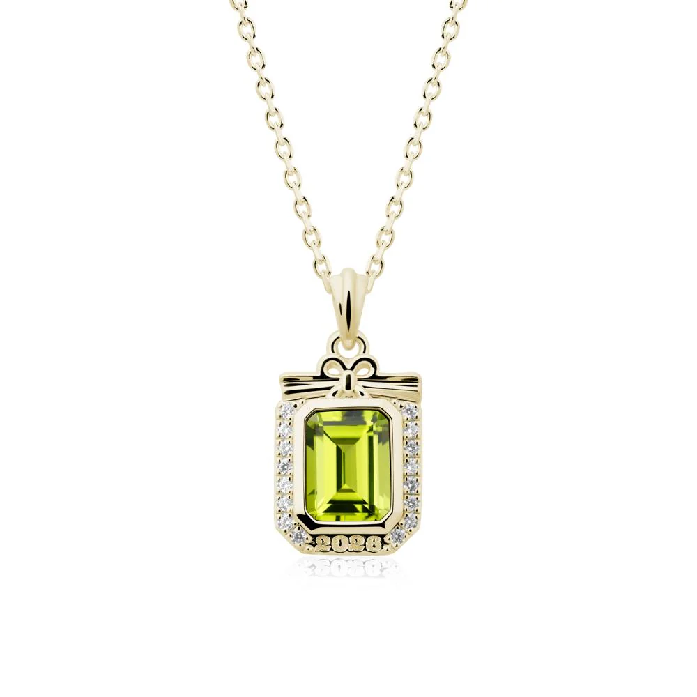 Personalized Graduation Peridot Halo Necklace