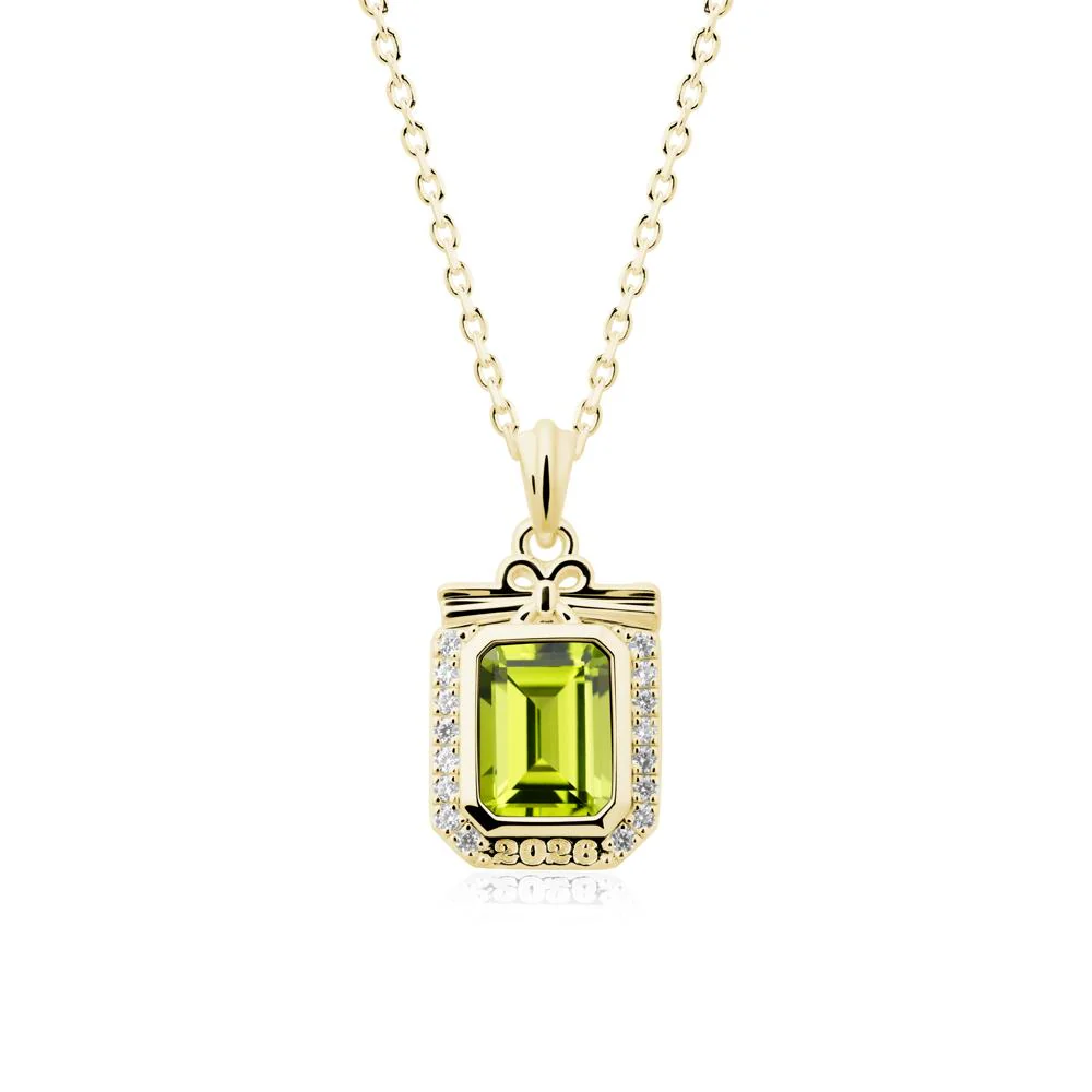 Personalized Graduation Peridot Halo Necklace - Image 6