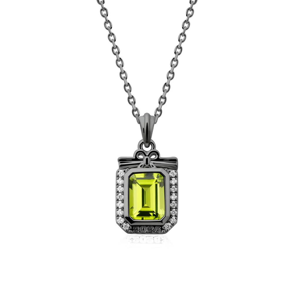 Personalized Graduation Peridot Halo Necklace - Image 7